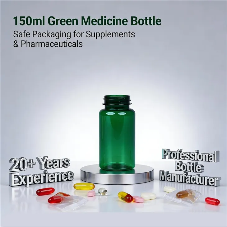 150ml green pet bottle for vitamins and supplements